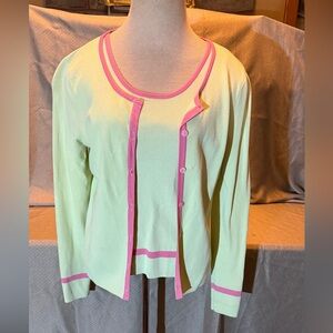 Chic Pastel Cardigan set with Pink Accents